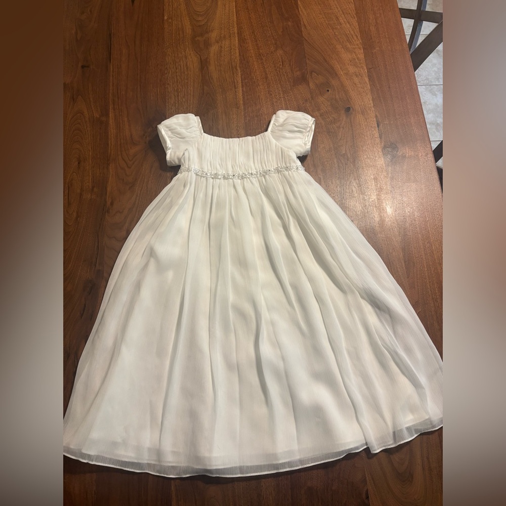 Ivory White size 2T Girl Pleated Occasion Dress David’s Bridal